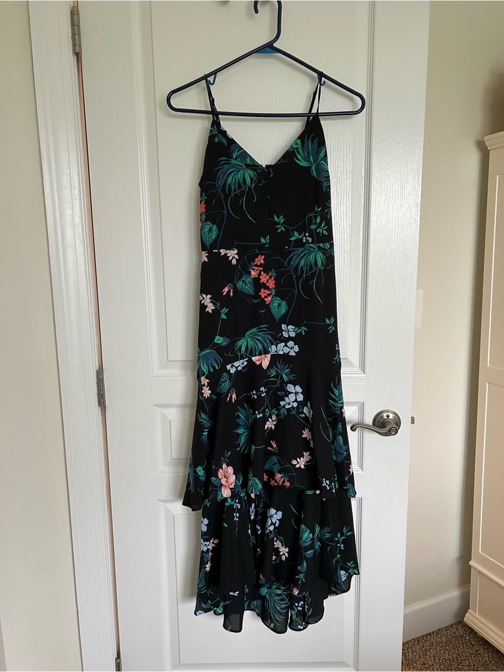 Floral V-Neck Midi Dress Wedding Guest
